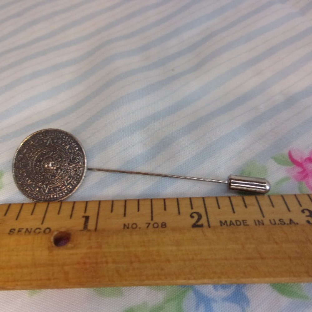 Aztec Sundial Design Silver Stick Pin - Picture 4 of 5